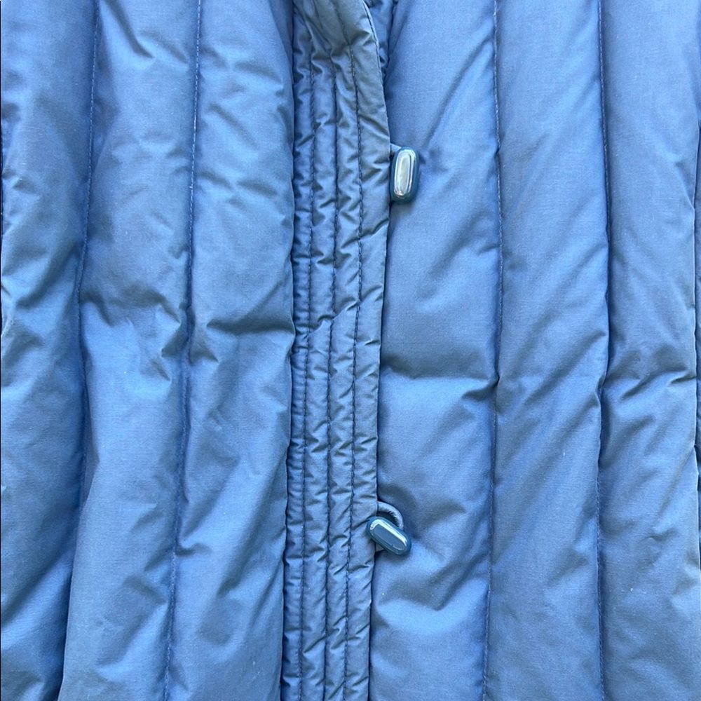 Down Blue Quilted Women's Long Coat Vintage Winter Blue Puffer 80s Rare size 16 - Picture 4 of 16